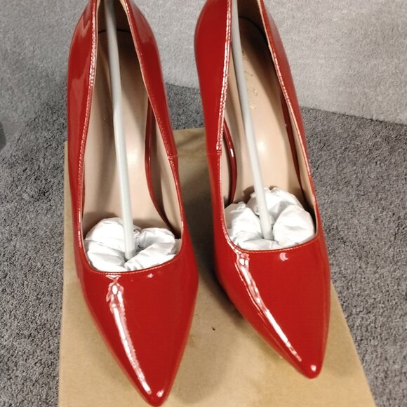 Elizabeth Tang Shoes Red Patent High Heel Pumps Women’s Size 9 Pointed Toe - Picture 1 of 16